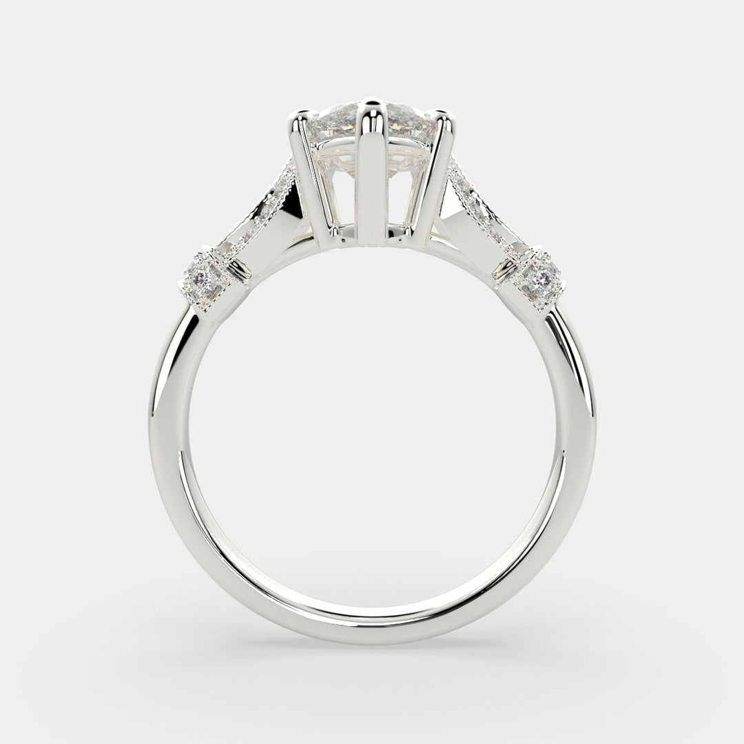 Nadia Marquise Cut Pave Milgrain Engagement Ring Setting - Nivetta