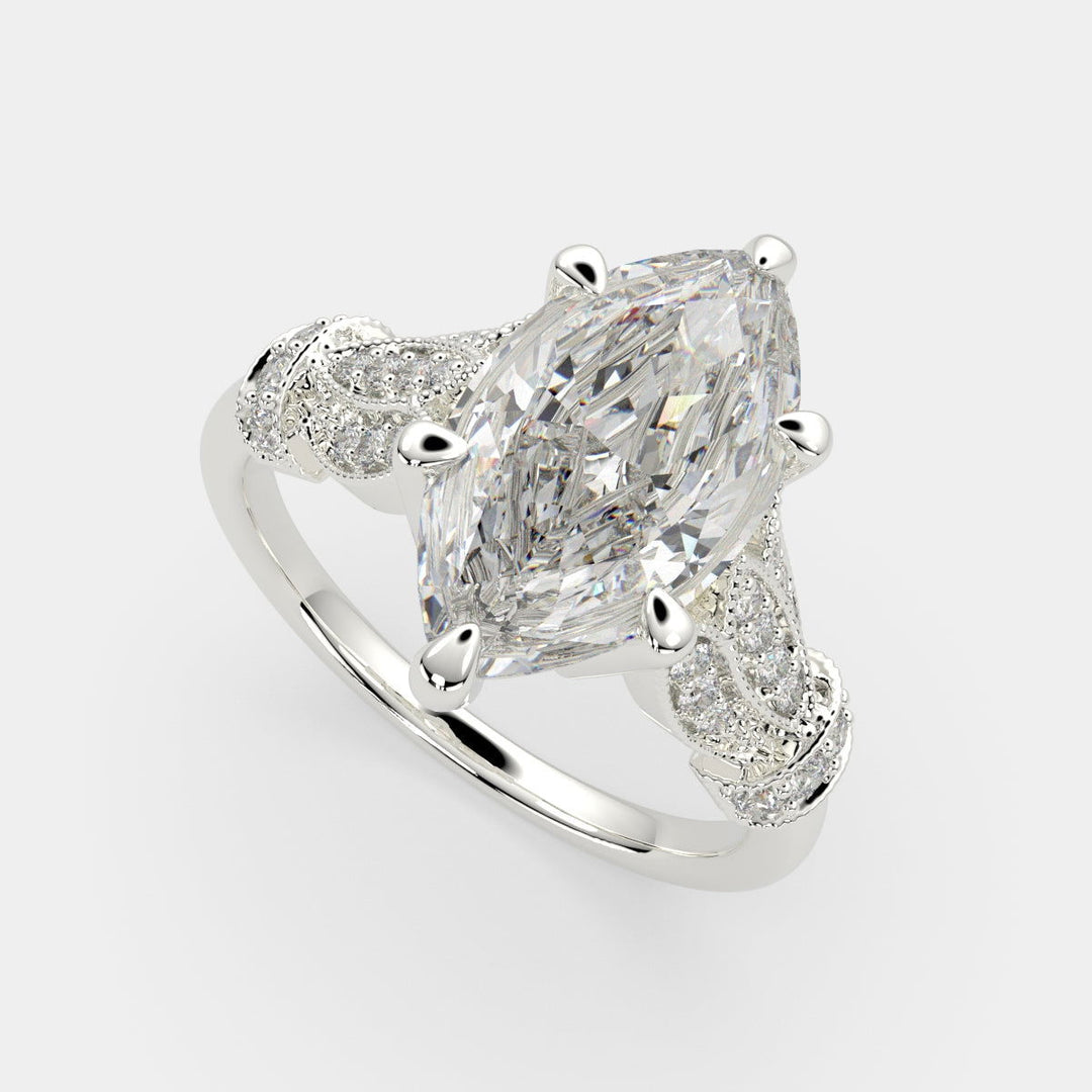 Nadia Marquise Cut Pave Milgrain Engagement Ring Setting - Nivetta