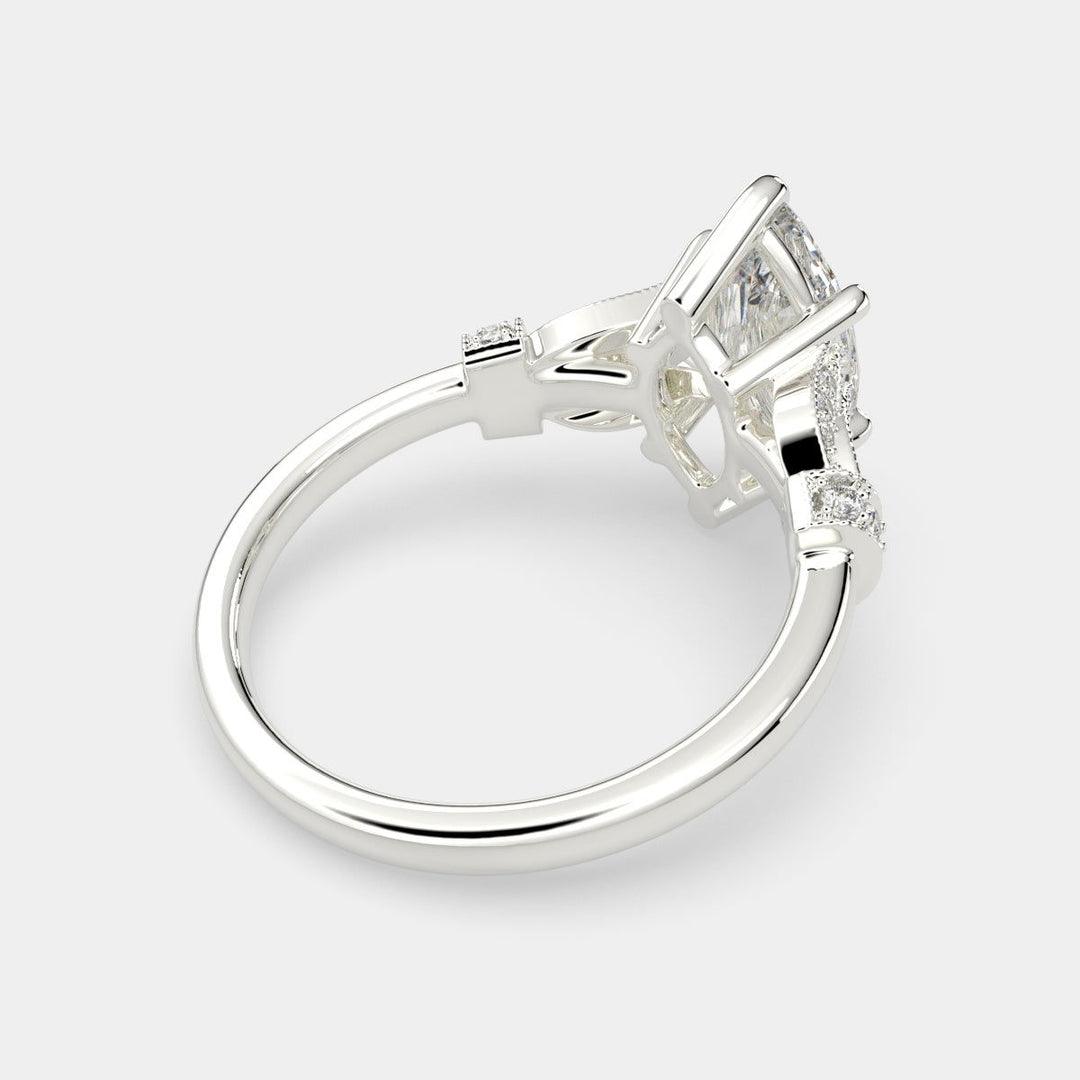 Nadia Marquise Cut Pave Milgrain Engagement Ring Setting - Nivetta