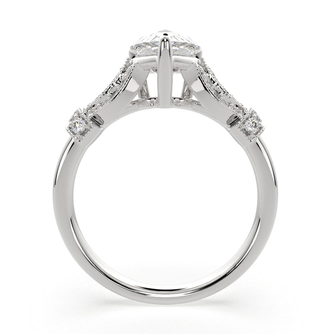Nadia Pear Cut Pave Milgrain Engagement Ring Setting - Nivetta