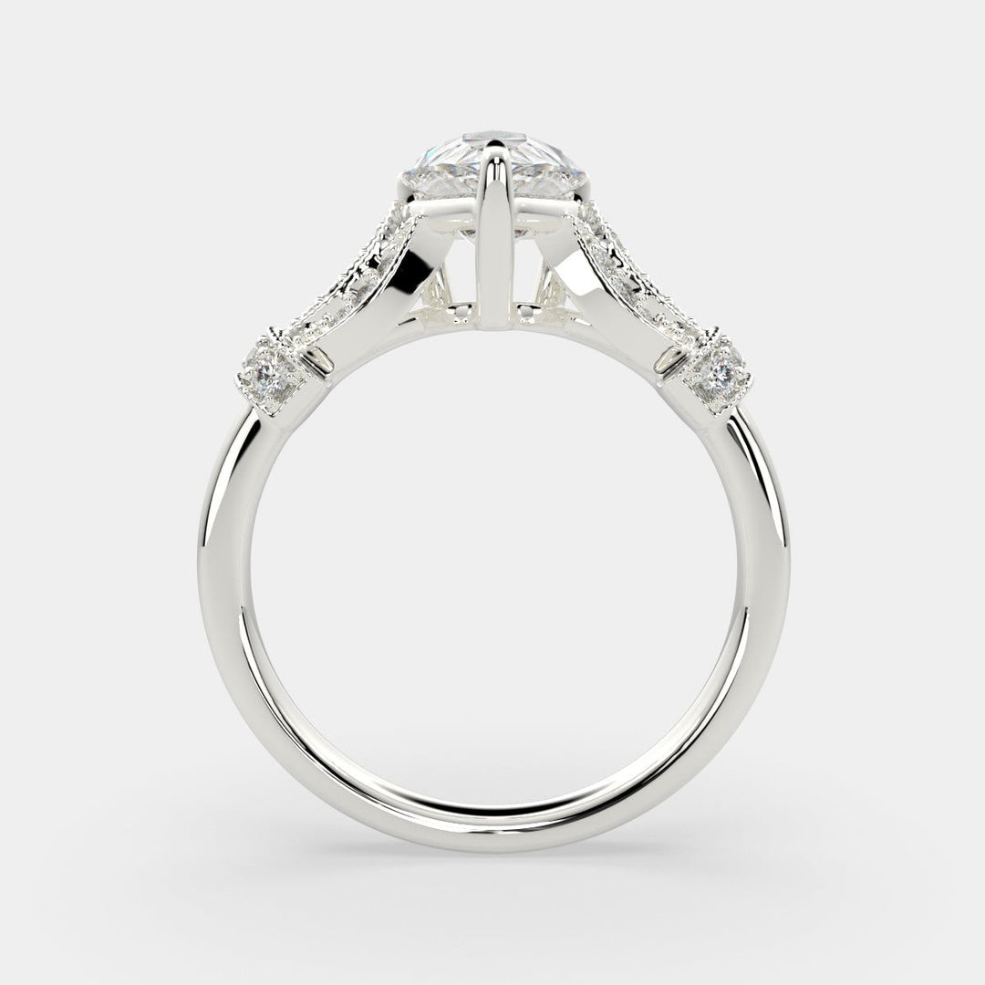 Nadia Pear Cut Pave Milgrain Engagement Ring Setting - Nivetta