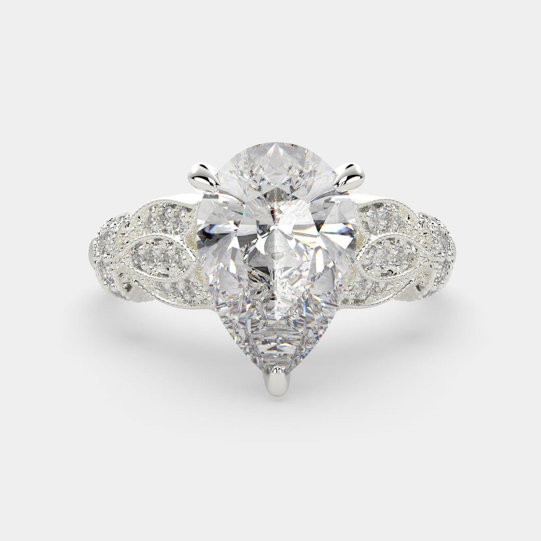 Nadia Pear Cut Pave Milgrain Engagement Ring Setting - Nivetta