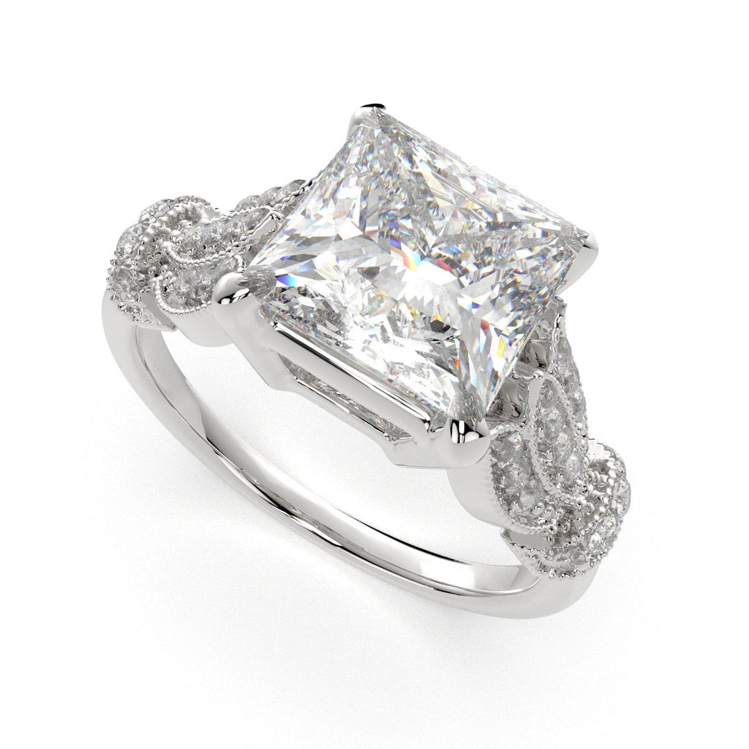 Nadia Princess Cut Pave Milgrain Engagement Ring Setting - Nivetta