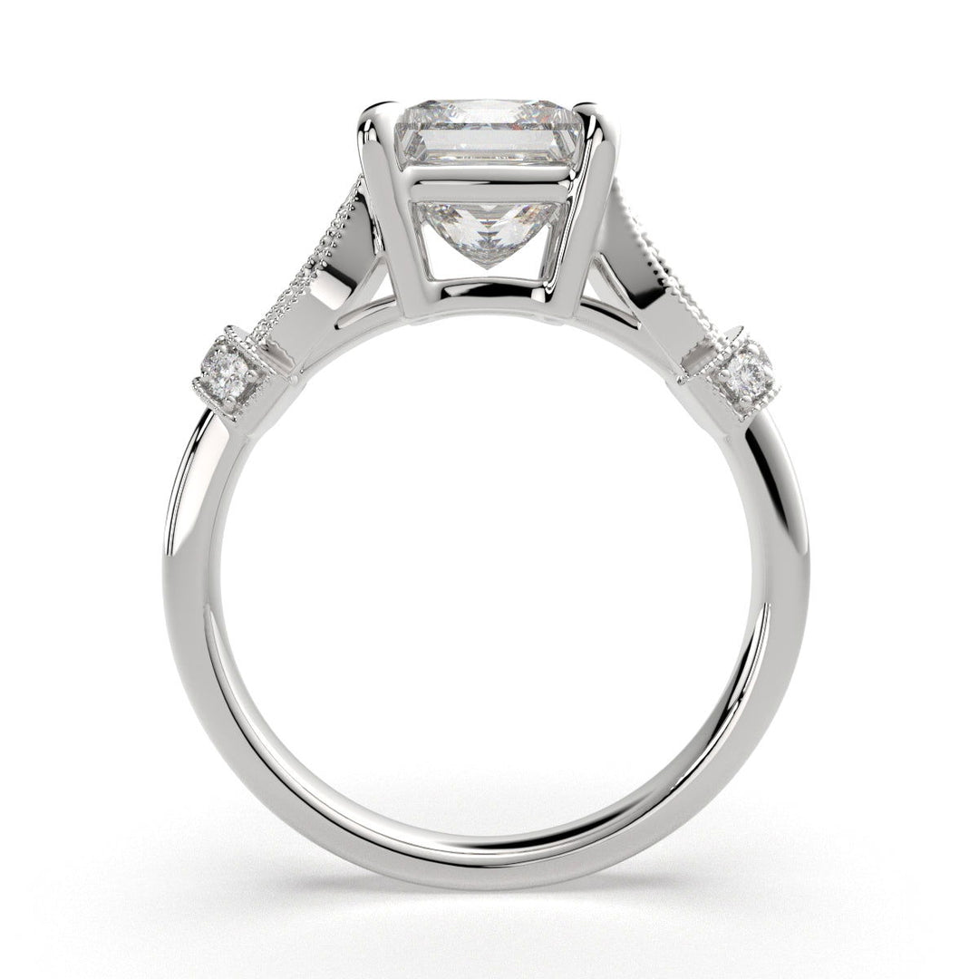 Nadia Princess Cut Pave Milgrain Engagement Ring Setting - Nivetta