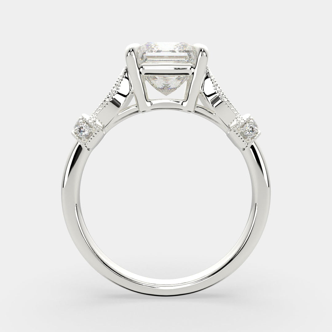 Nadia Princess Cut Pave Milgrain Engagement Ring Setting - Nivetta