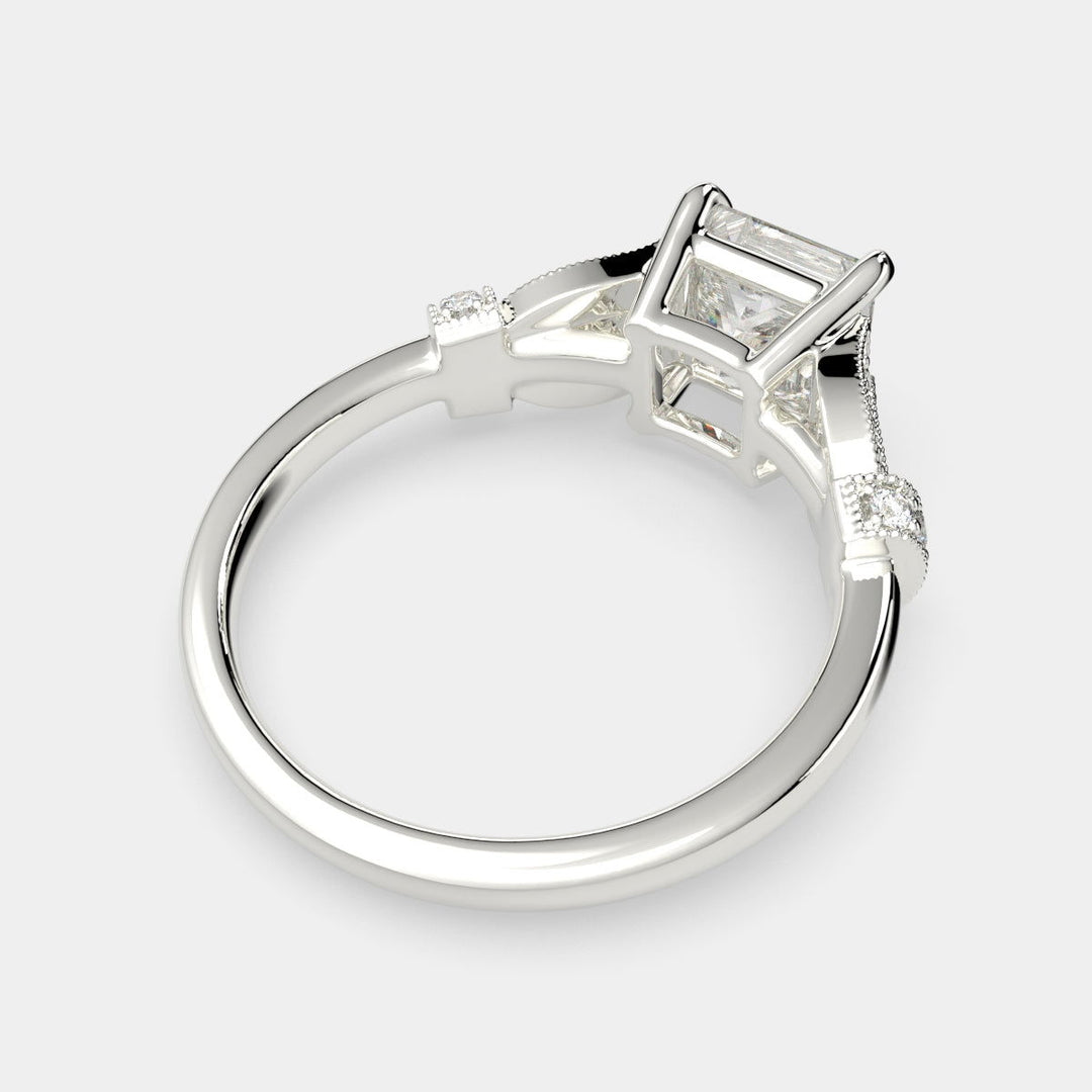 Nadia Princess Cut Pave Milgrain Engagement Ring Setting - Nivetta