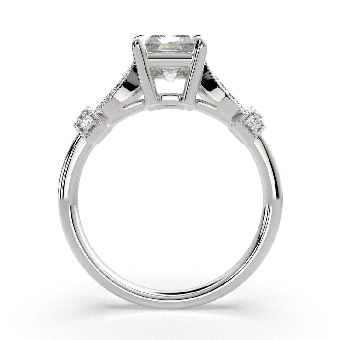 Nadia Radiant Cut Pave Milgrain Engagement Ring Setting - Nivetta