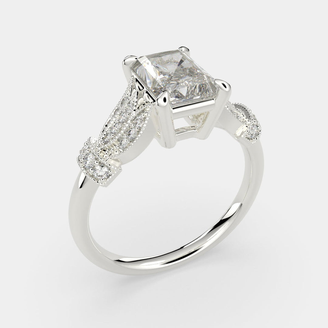 Nadia Radiant Cut Pave Milgrain Engagement Ring Setting - Nivetta