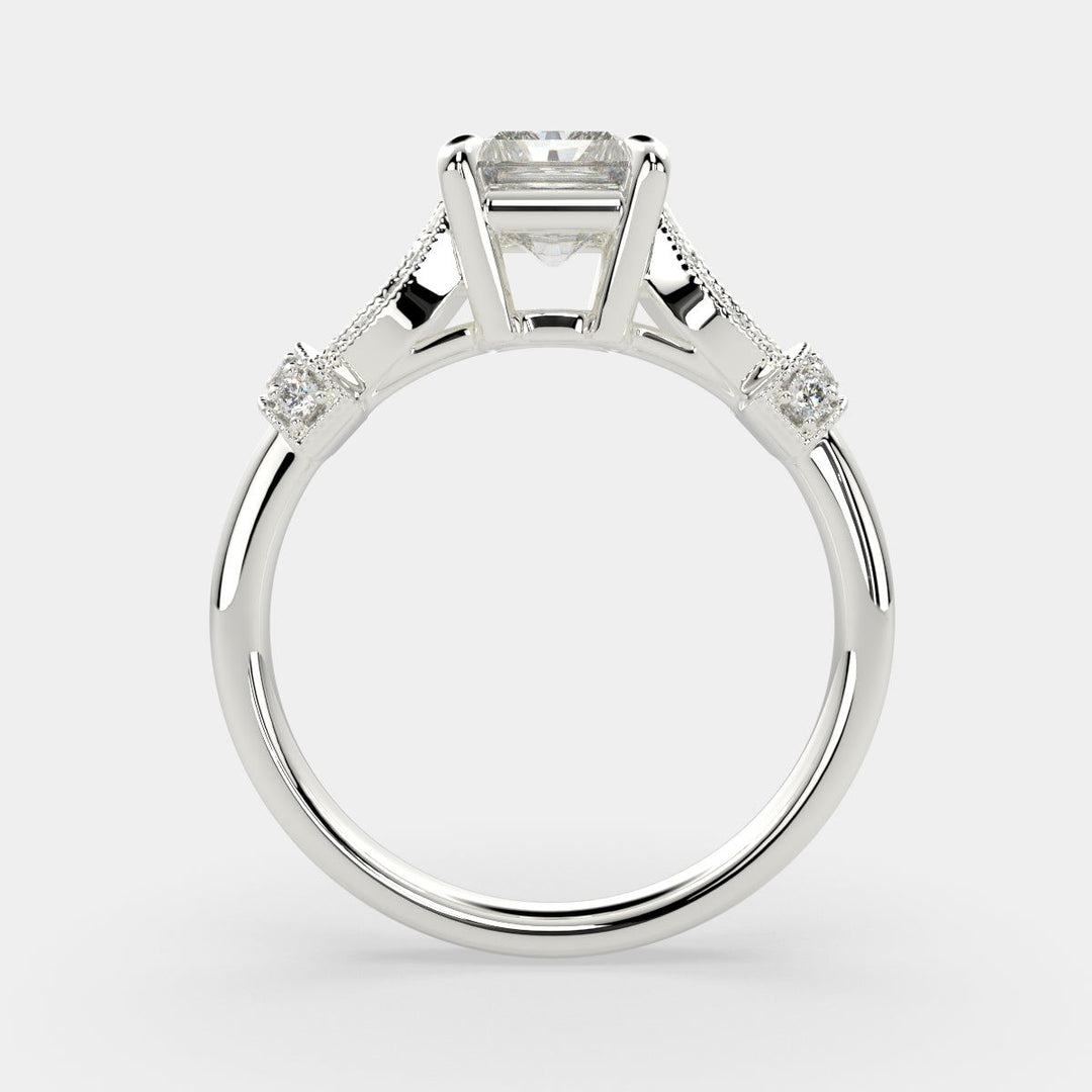 Nadia Radiant Cut Pave Milgrain Engagement Ring Setting - Nivetta