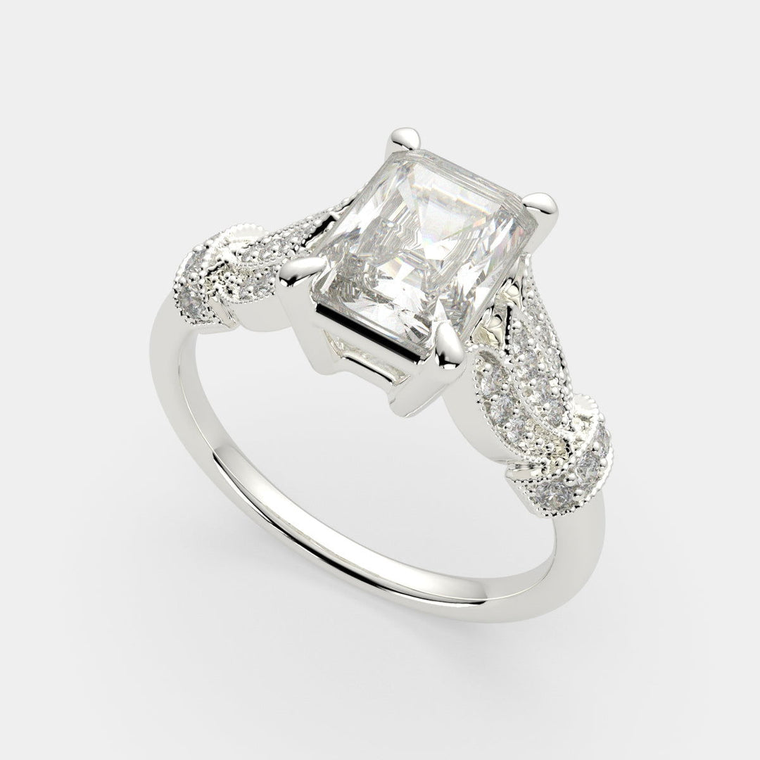 Nadia Radiant Cut Pave Milgrain Engagement Ring Setting - Nivetta