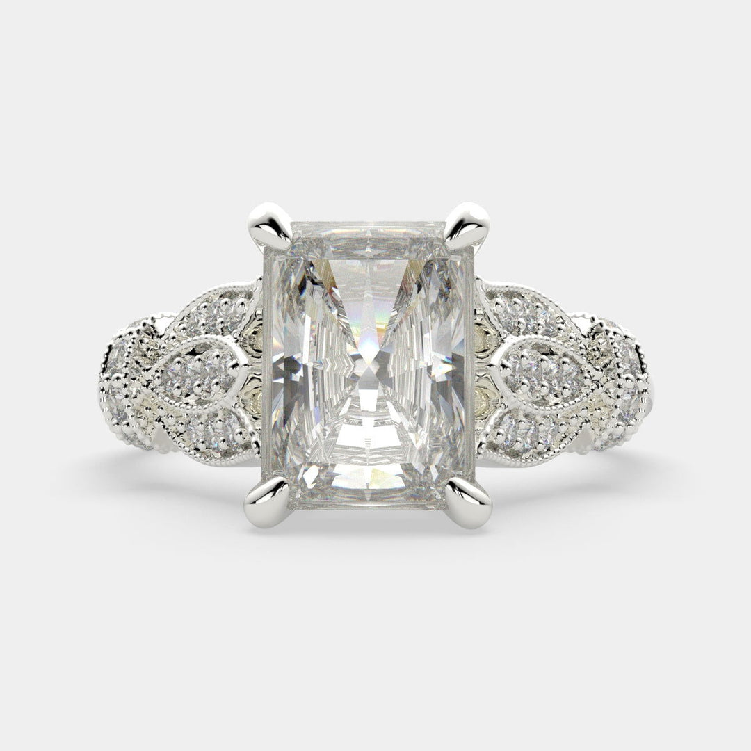 Nadia Radiant Cut Pave Milgrain Engagement Ring Setting - Nivetta