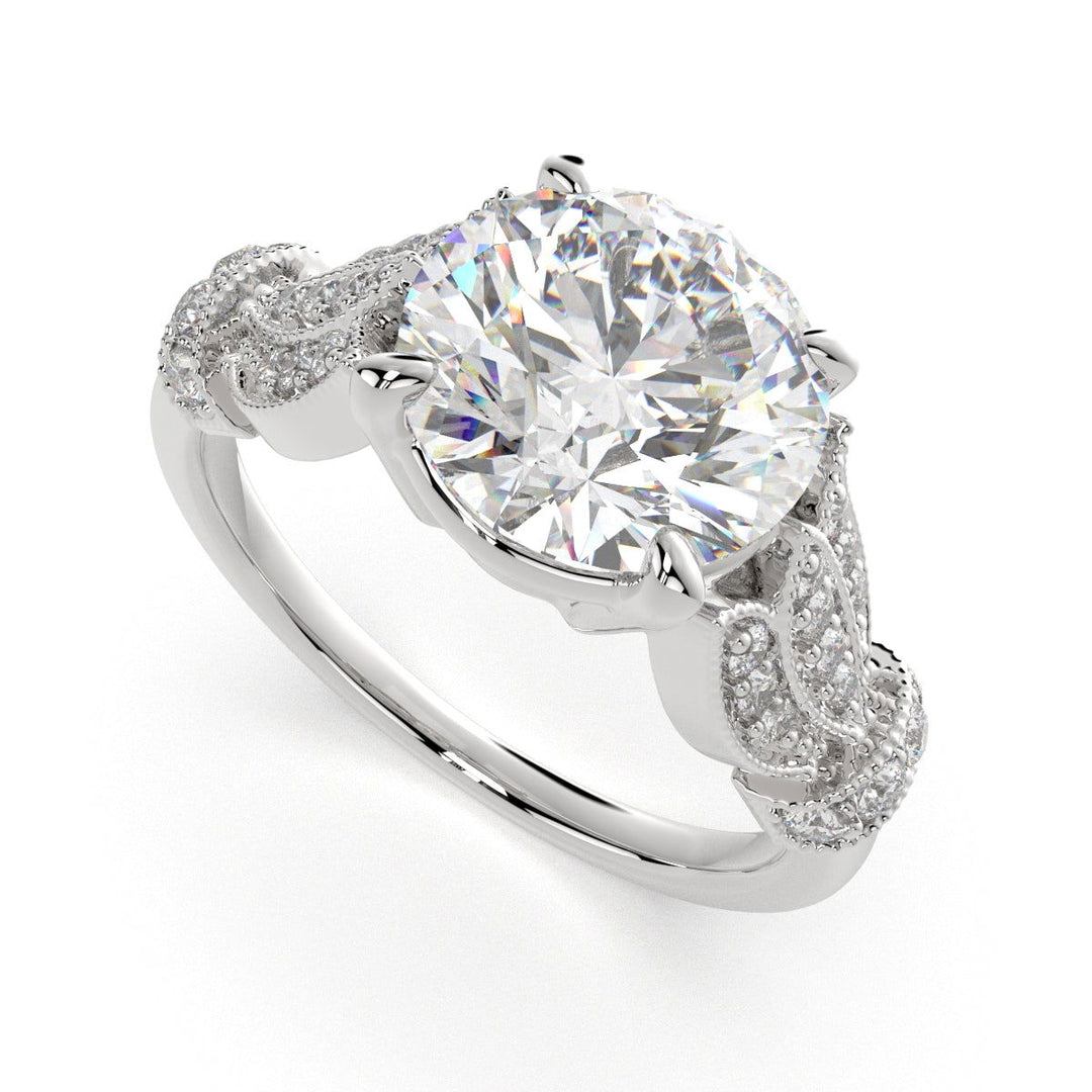Nadia Round Cut Pave Milgrain Engagement Ring Setting - Nivetta