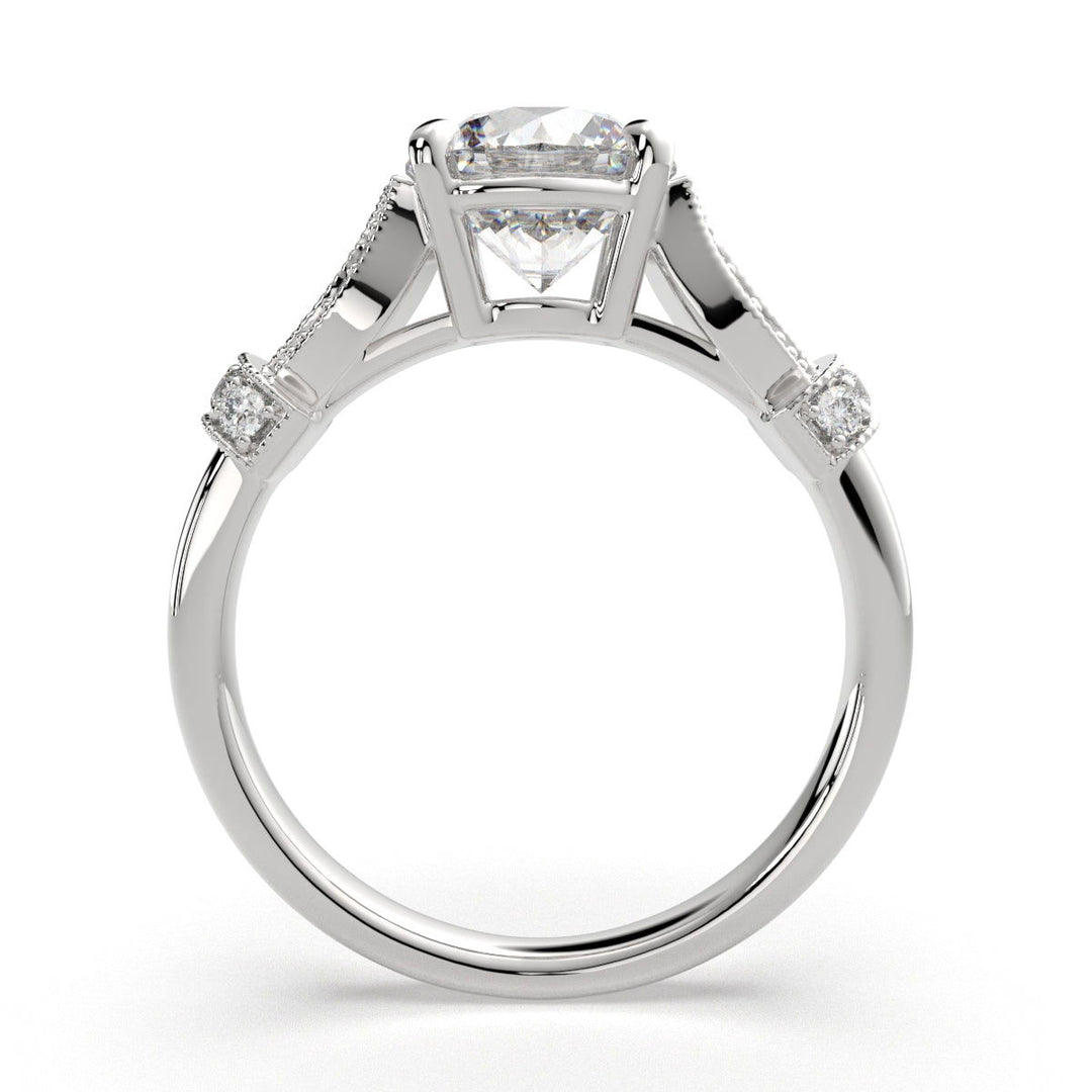 Nadia Round Cut Pave Milgrain Engagement Ring Setting - Nivetta