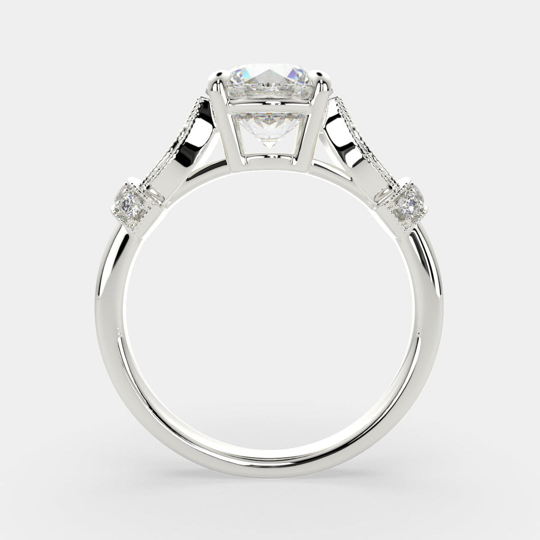 Nadia Round Cut Pave Milgrain Engagement Ring Setting - Nivetta