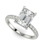 Load image into Gallery viewer, Nicollette Emerald Cut Pave Hidden Halo 4 Prong Claw Set Engagement Ring Setting - Nivetta