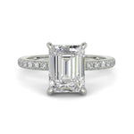 Load image into Gallery viewer, Nicollette Emerald Cut Pave Hidden Halo 4 Prong Claw Set Engagement Ring Setting - Nivetta