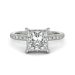 Load image into Gallery viewer, Nicollette Princess Cut Pave Hidden Halo 4 Prong Claw Set Engagement Ring Setting - Nivetta