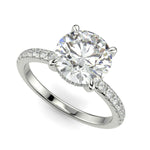 Load image into Gallery viewer, Nicollette Round Cut Pave Hidden Halo 4 Prong Claw Set Engagement Ring Setting - Nivetta