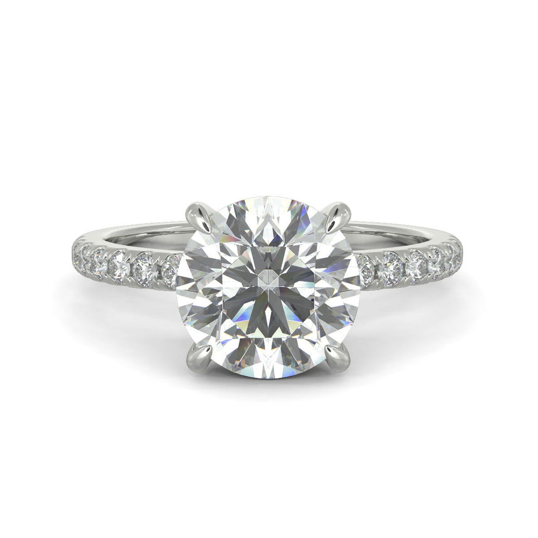 Nicollette Round Cut Pave Hidden Halo 4 Prong Claw Set Engagement Ring Setting - Nivetta