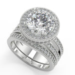 Load image into Gallery viewer, Norah Split Shank Pave Halo Round Cut Diamond Engagement Ring - Nivetta