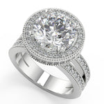 Load image into Gallery viewer, Norah Split Shank Pave Halo Round Cut Diamond Engagement Ring - Nivetta