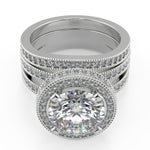 Load image into Gallery viewer, Norah Split Shank Pave Halo Round Cut Diamond Engagement Ring - Nivetta