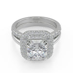 Load image into Gallery viewer, Nyasia Double Halo Cushion Cut Diamond Engagement Ring - Nivetta