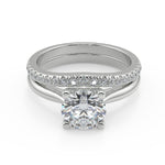 Load image into Gallery viewer, Olive Squared 4 Claw Solitaire Round Cut Diamond Engagement Ring - Nivetta