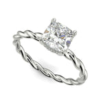 Load image into Gallery viewer, Olivia Cushion Cut Rope Hidden Halo Twist Claw Set Engagement Ring Setting - Nivetta