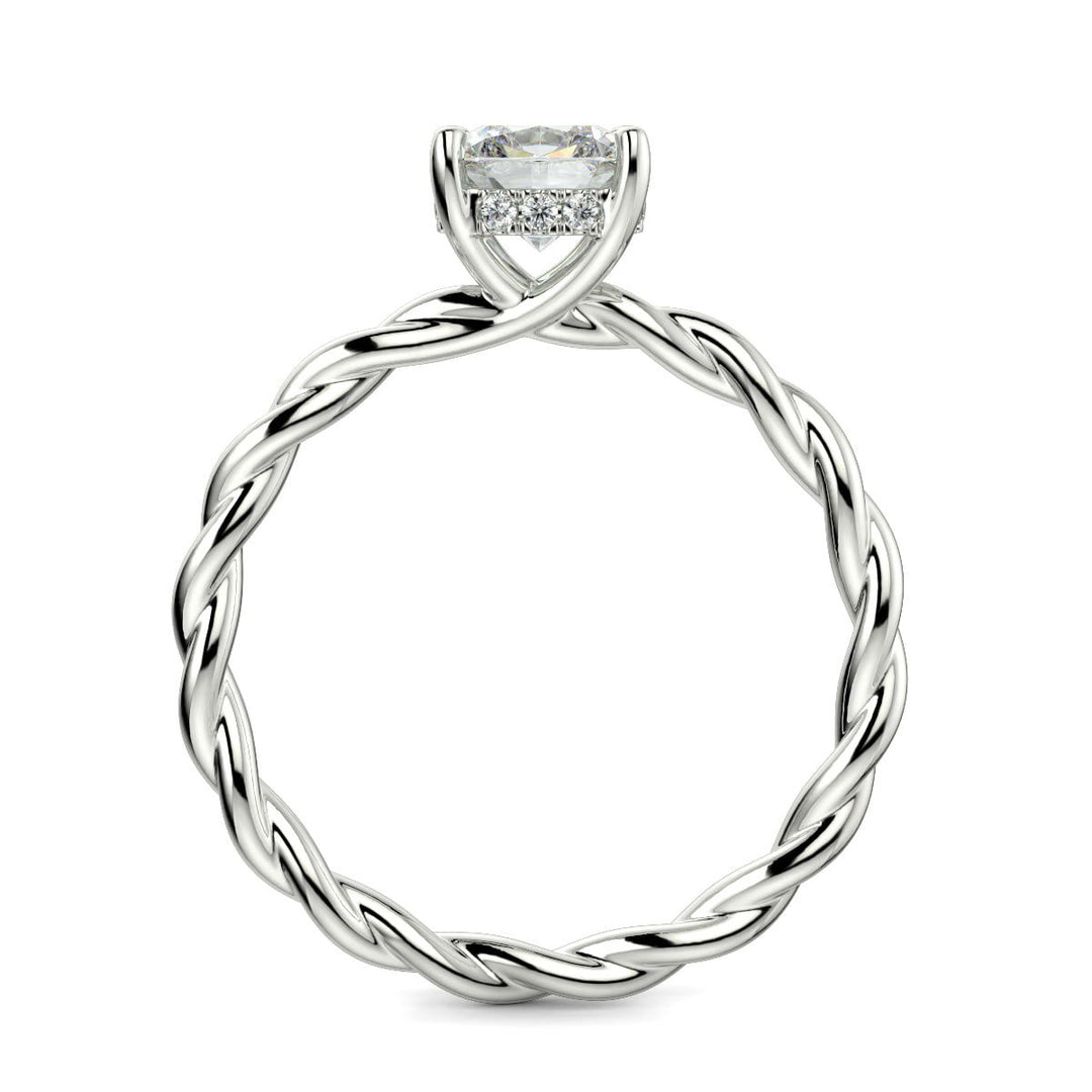 Olivia Cushion Cut Rope Hidden Halo Twist Claw Set Engagement Ring Setting - Nivetta