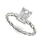 Load image into Gallery viewer, Olivia Emerald Cut Rope Hidden Halo Twist Claw Set Engagement Ring Setting - Nivetta