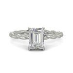 Load image into Gallery viewer, Olivia Emerald Cut Rope Hidden Halo Twist Claw Set Engagement Ring Setting - Nivetta