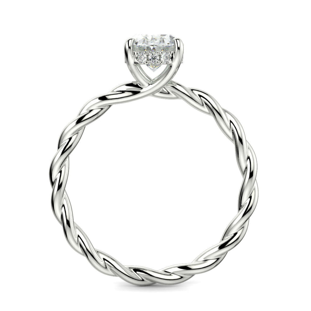 Olivia Oval Cut Rope Hidden Halo Twist Claw Set Engagement Ring Setting - Nivetta