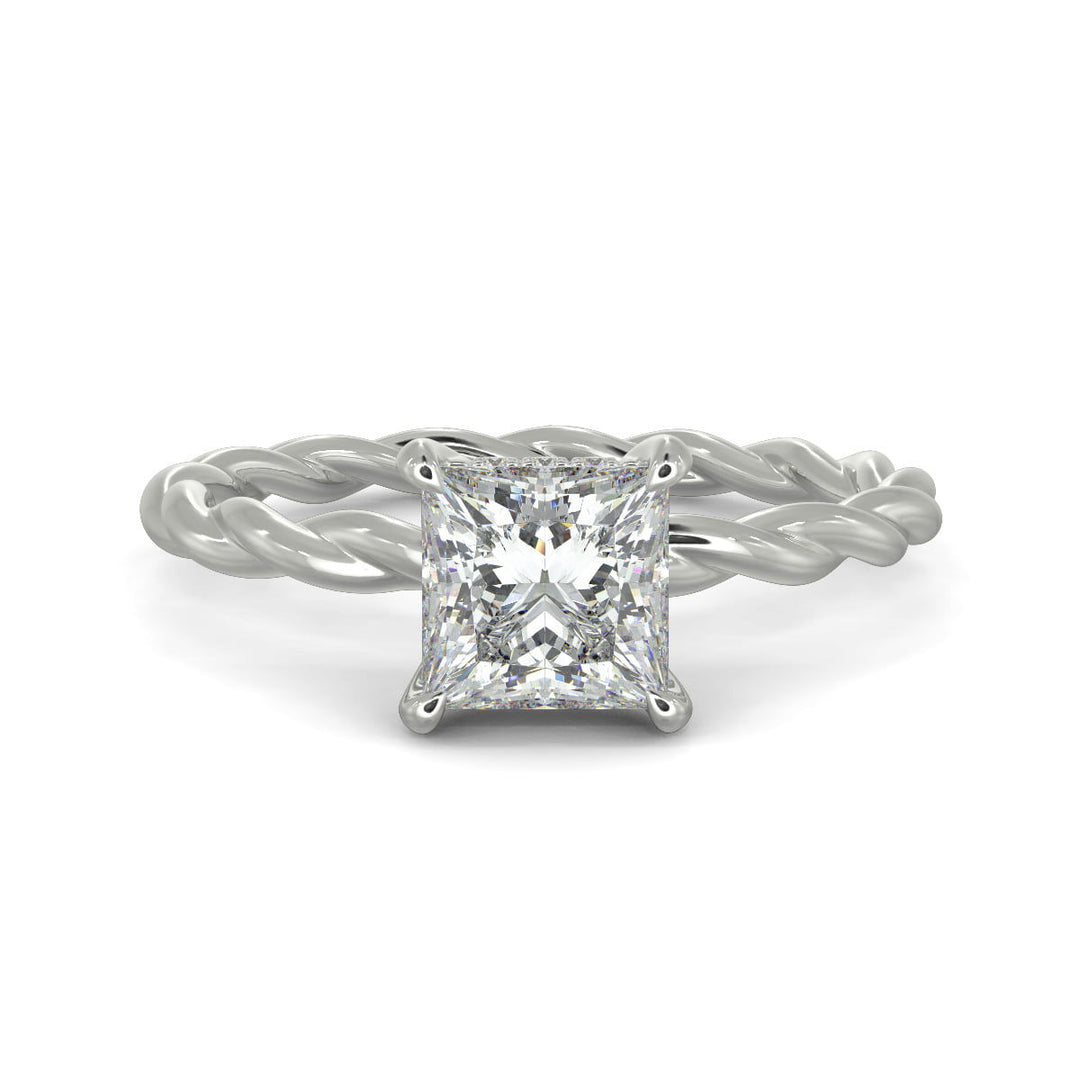 Olivia Princess Cut Rope Hidden Halo Twist Claw Set Engagement Ring Setting - Nivetta