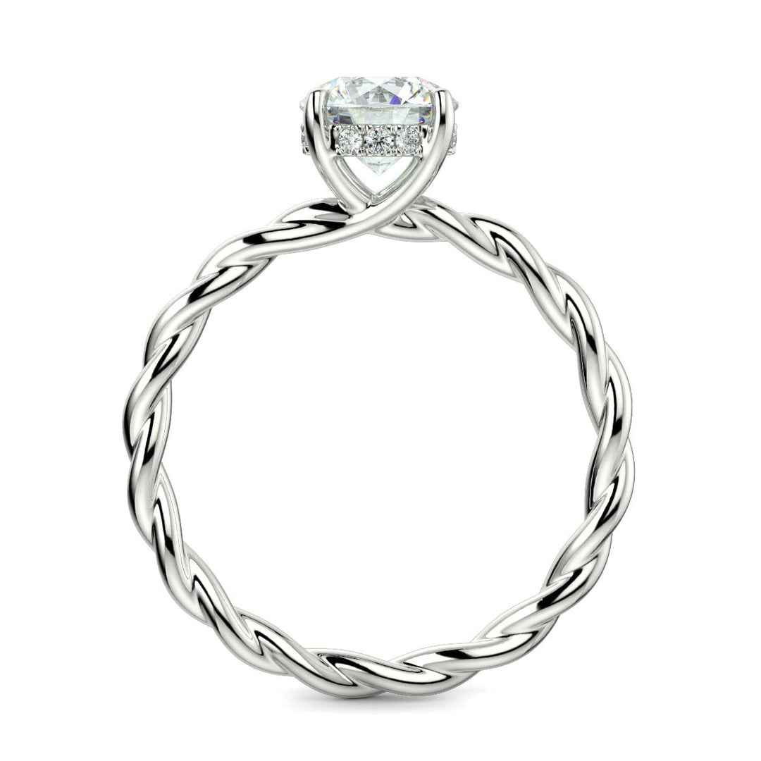 Olivia Round Cut Rope Hidden Halo Twist Claw Set Engagement Ring Setting - Nivetta