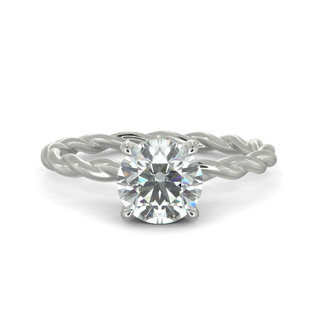 Olivia Round Cut Rope Hidden Halo Twist Claw Set Engagement Ring Setting - Nivetta