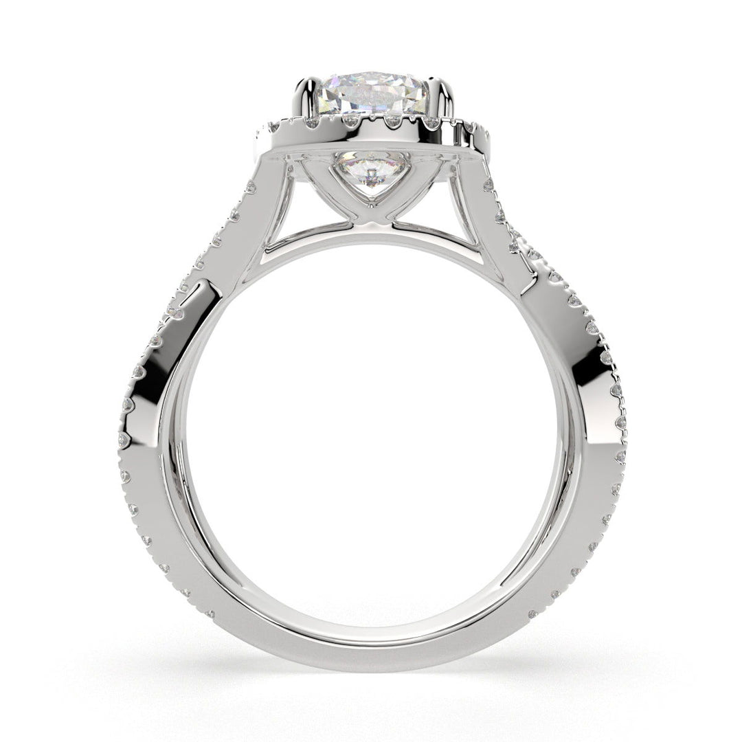Ophelia Cushion Cut Pave Halo Split Shank Engagement Ring Setting - Nivetta