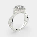 Load image into Gallery viewer, Ophelia Cushion Cut Pave Halo Split Shank Engagement Ring Setting - Nivetta