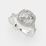 Load image into Gallery viewer, Ophelia Cushion Cut Pave Halo Split Shank Engagement Ring Setting - Nivetta