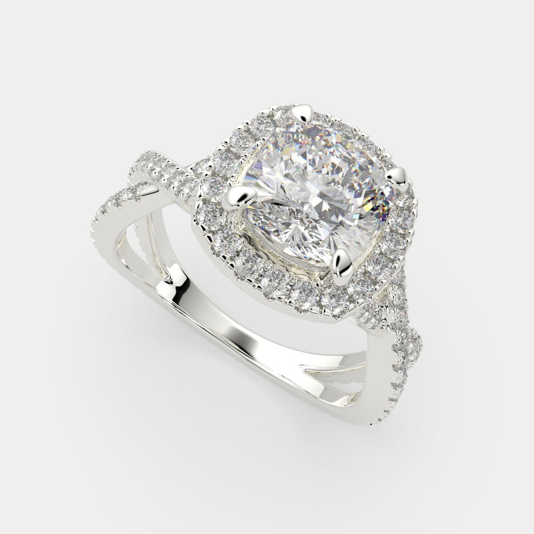 Ophelia Cushion Cut Pave Halo Split Shank Engagement Ring Setting - Nivetta