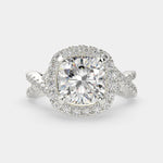 Load image into Gallery viewer, Ophelia Cushion Cut Pave Halo Split Shank Engagement Ring Setting - Nivetta