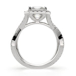 Load image into Gallery viewer, Ophelia Emerald Cut Pave Halo Split Shank Engagement Ring Setting - Nivetta