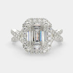 Load image into Gallery viewer, Ophelia Emerald Cut Pave Halo Split Shank Engagement Ring Setting - Nivetta