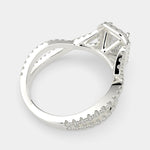 Load image into Gallery viewer, Ophelia Emerald Cut Pave Halo Split Shank Engagement Ring Setting - Nivetta