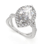 Load image into Gallery viewer, Ophelia Marquise Cut Pave Halo Split Shank Engagement Ring Setting - Nivetta