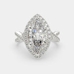 Load image into Gallery viewer, Ophelia Marquise Cut Pave Halo Split Shank Engagement Ring Setting - Nivetta