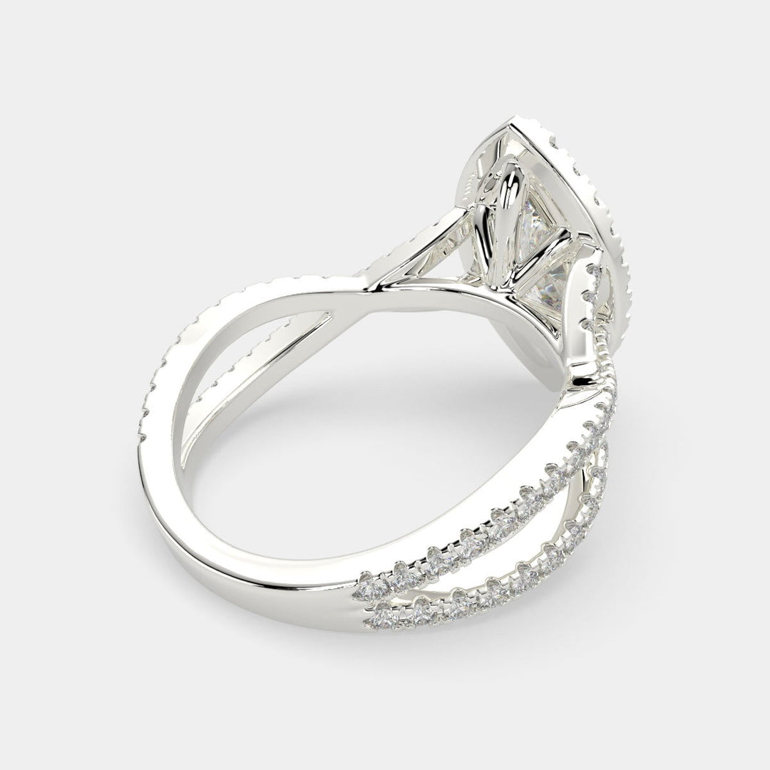 Ophelia Marquise Cut Pave Halo Split Shank Engagement Ring Setting - Nivetta