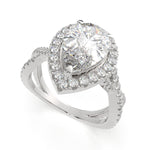 Load image into Gallery viewer, Ophelia Pear Cut Pave Halo Split Shank Engagement Ring Setting - Nivetta