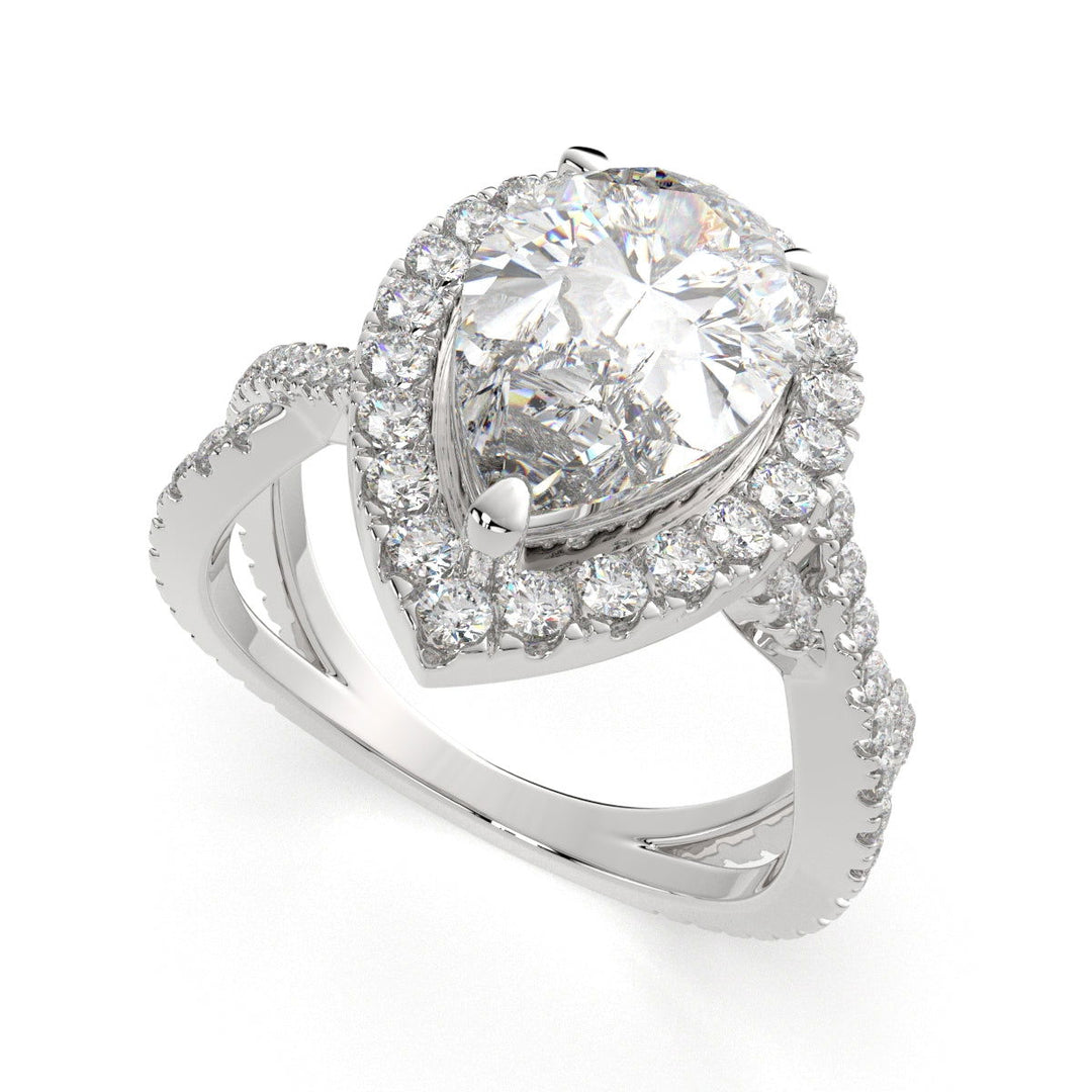 Ophelia Pear Cut Pave Halo Split Shank Engagement Ring Setting - Nivetta