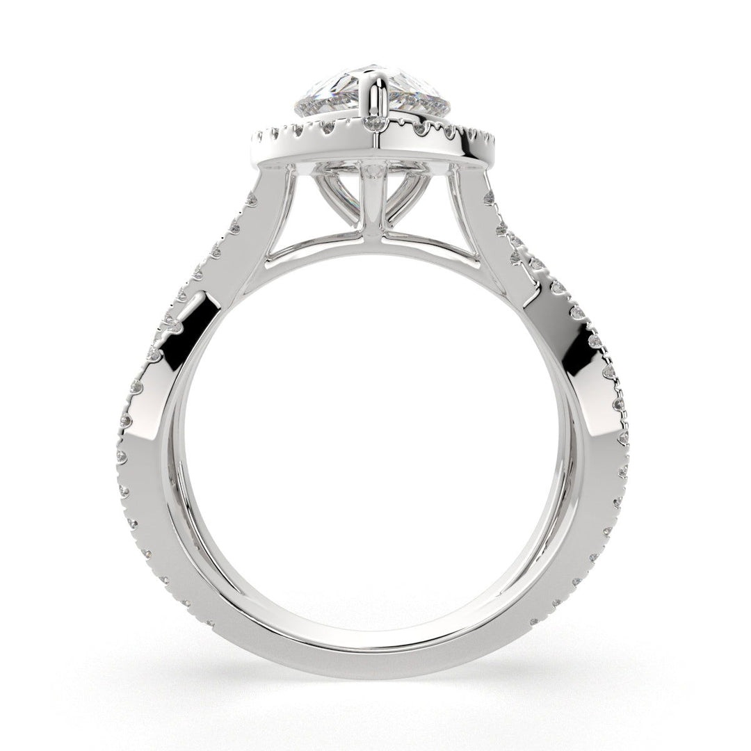 Ophelia Pear Cut Pave Halo Split Shank Engagement Ring Setting - Nivetta